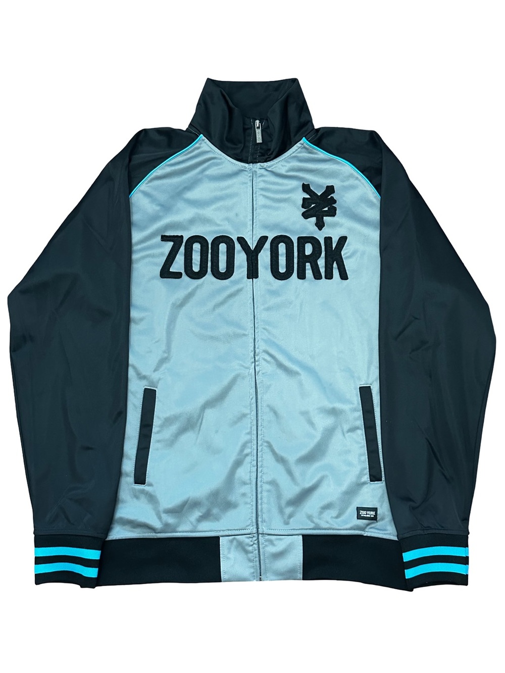 Vintage Zoo York Two-Tone Track Jacket in Light Blue & Black XL
